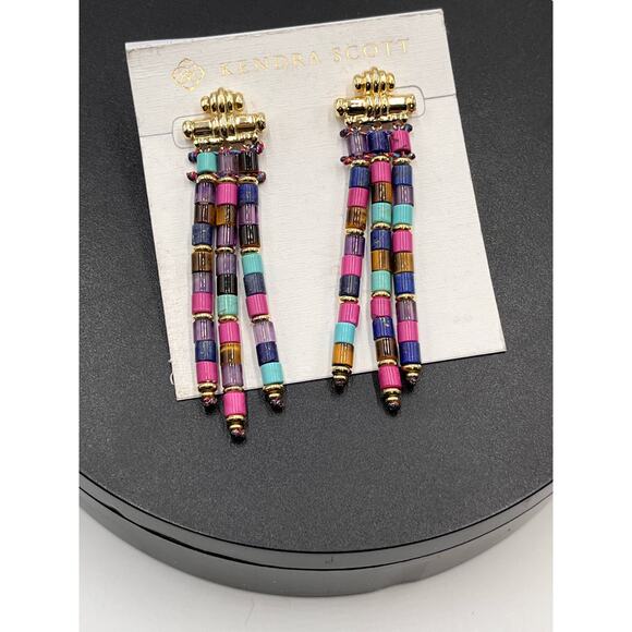Kendra Scott Bree Gold Teal Purple Orchid Stone Bead statement
Earrings - Picture 8 of 8